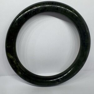 Vintage Dark Green Nephrite Jade Bangle Bracelet-60mm - 39.84g Natural Spinach